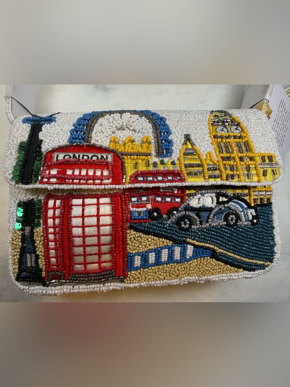 Viral TikTok Travel London Big Ben Beaded Bag Purse Handcrafted In India